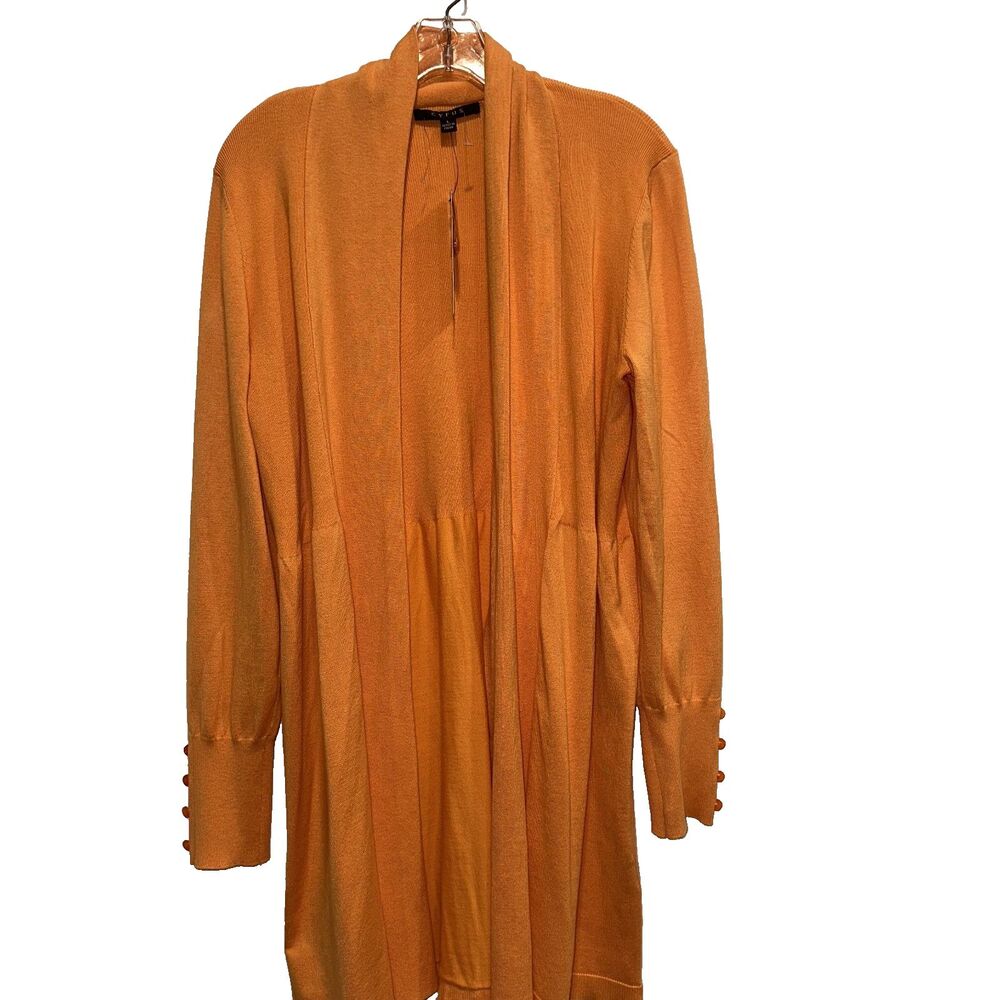 New Cyrus Large Women Open Front Cardigan Orange Long Sleeve Casual Resort Relax